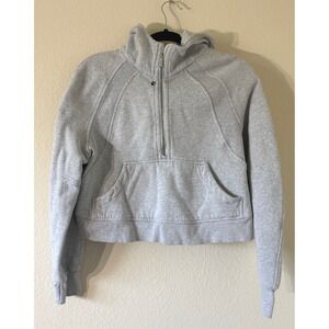 Lululemon Gray Cropped Scuba Oversized Half-Zip Hoodie Size XS/S Athleisure